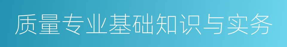 质量专业基础知识与实务的同义词