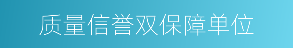 质量信誉双保障单位的同义词