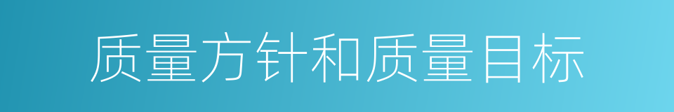 质量方针和质量目标的同义词