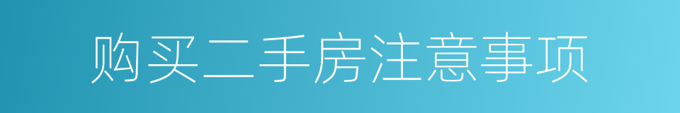 购买二手房注意事项的同义词