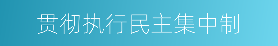 贯彻执行民主集中制的同义词