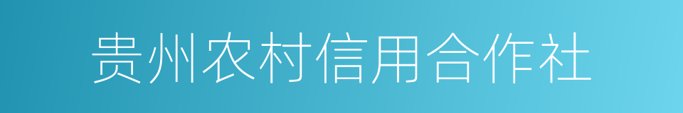 贵州农村信用合作社的同义词