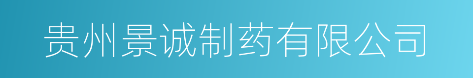 贵州景诚制药有限公司的同义词