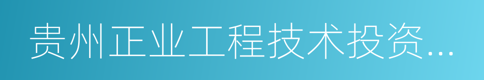 贵州正业工程技术投资有限公司的同义词