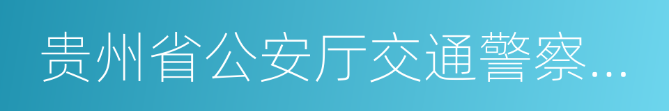 贵州省公安厅交通警察总队的同义词