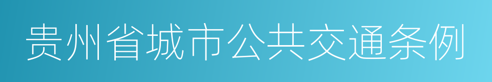 贵州省城市公共交通条例的同义词