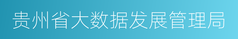 贵州省大数据发展管理局的同义词