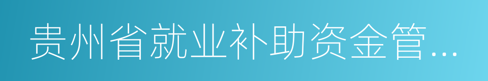 贵州省就业补助资金管理暂行办法的同义词