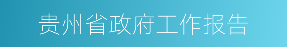 贵州省政府工作报告的同义词