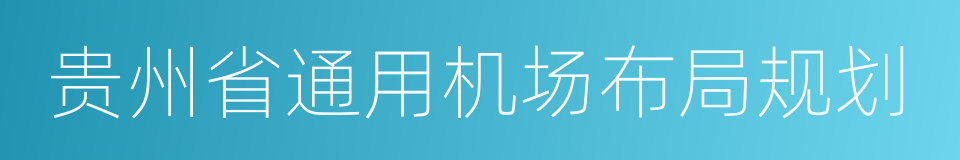 贵州省通用机场布局规划的同义词