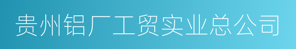 贵州铝厂工贸实业总公司的同义词