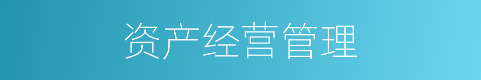 资产经营管理的同义词