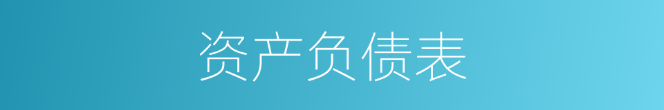 资产负债表的意思
