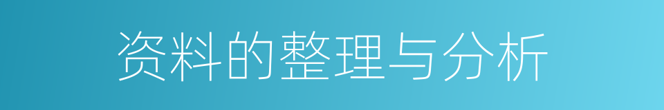 资料的整理与分析的同义词