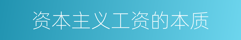 资本主义工资的本质的同义词