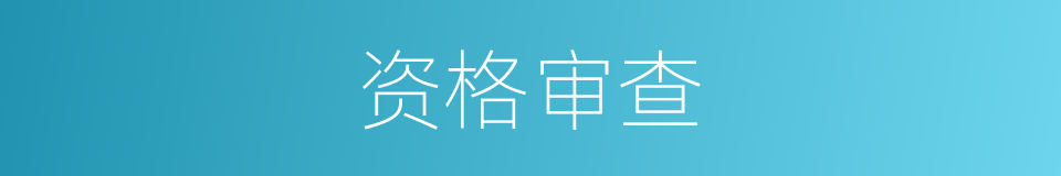 资格审查的意思