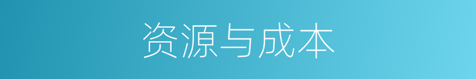 资源与成本的同义词