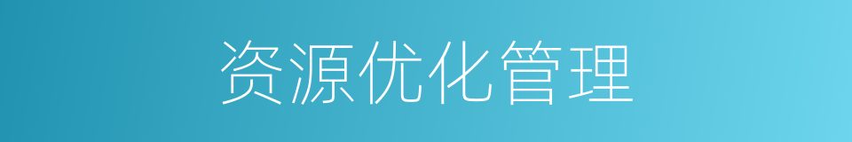资源优化管理的同义词