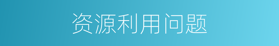 资源利用问题的同义词