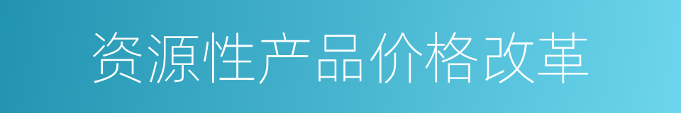 资源性产品价格改革的同义词
