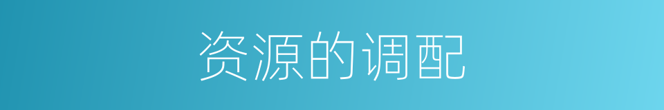 资源的调配的同义词