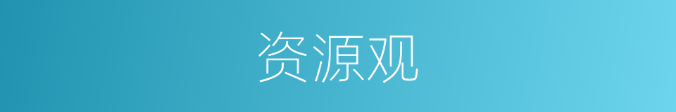 资源观的同义词