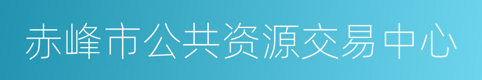 赤峰市公共资源交易中心的同义词