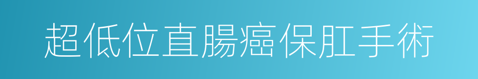 超低位直腸癌保肛手術的同義詞
