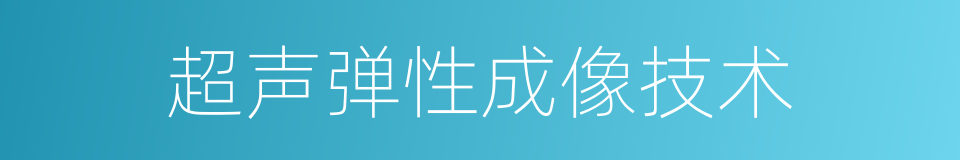 超声弹性成像技术的同义词