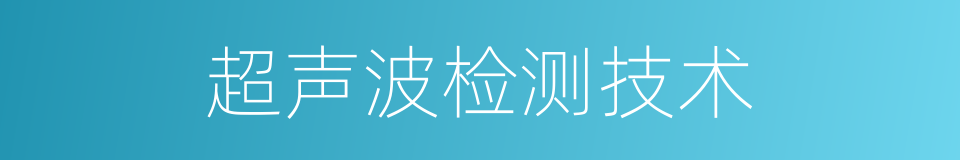 超声波检测技术的同义词