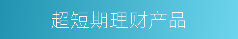 超短期理财产品的同义词