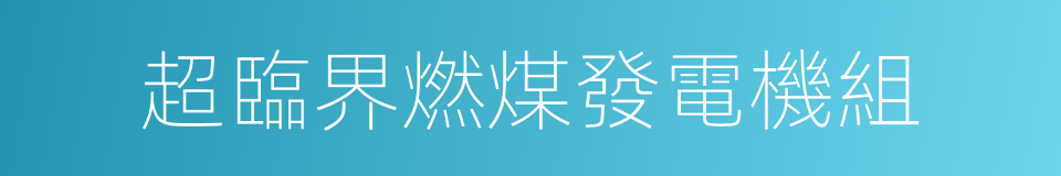 超臨界燃煤發電機組的同義詞