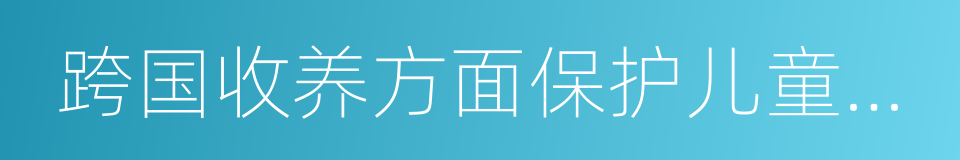 跨国收养方面保护儿童及合作公约的同义词