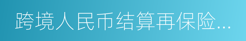 跨境人民币结算再保险业务的同义词