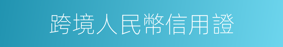 跨境人民幣信用證的同義詞