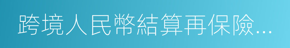 跨境人民幣結算再保險業務的同義詞