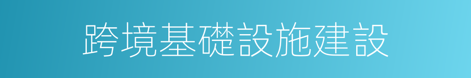 跨境基礎設施建設的同義詞