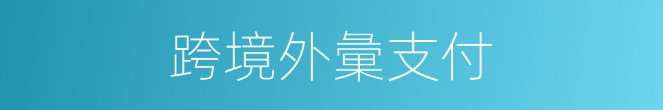 跨境外彙支付的同義詞
