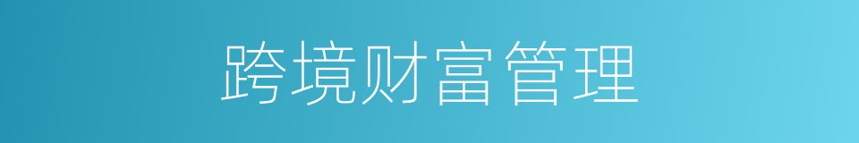 跨境财富管理的同义词