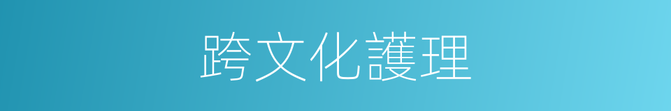 跨文化護理的同義詞