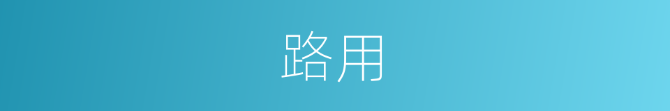 路用的意思