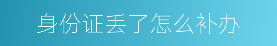 身份证丢了怎么补办的同义词