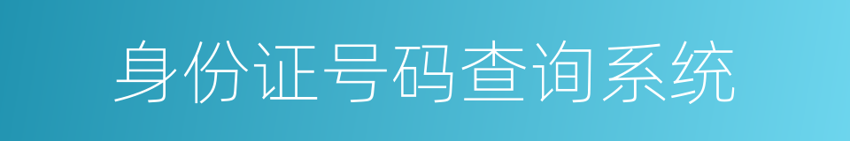 身份证号码查询系统的同义词