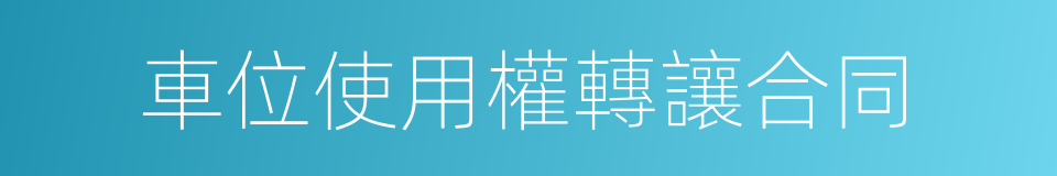 車位使用權轉讓合同的同義詞