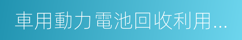 車用動力電池回收利用餘能檢測的同義詞