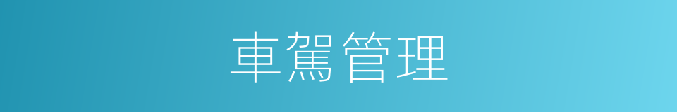 車駕管理的同義詞
