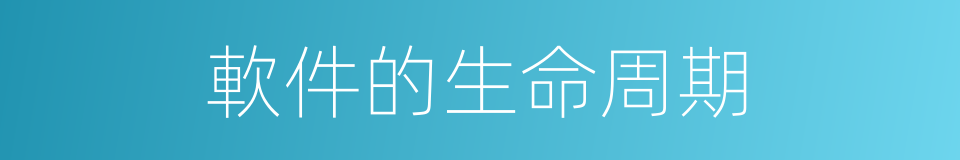 軟件的生命周期的同義詞