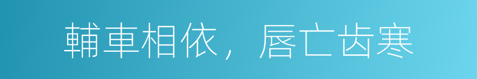 輔車相依，唇亡齿寒的同義詞