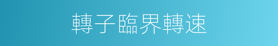 轉子臨界轉速的同義詞