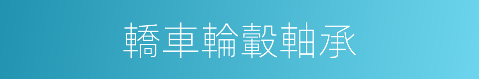 轎車輪轂軸承的同義詞